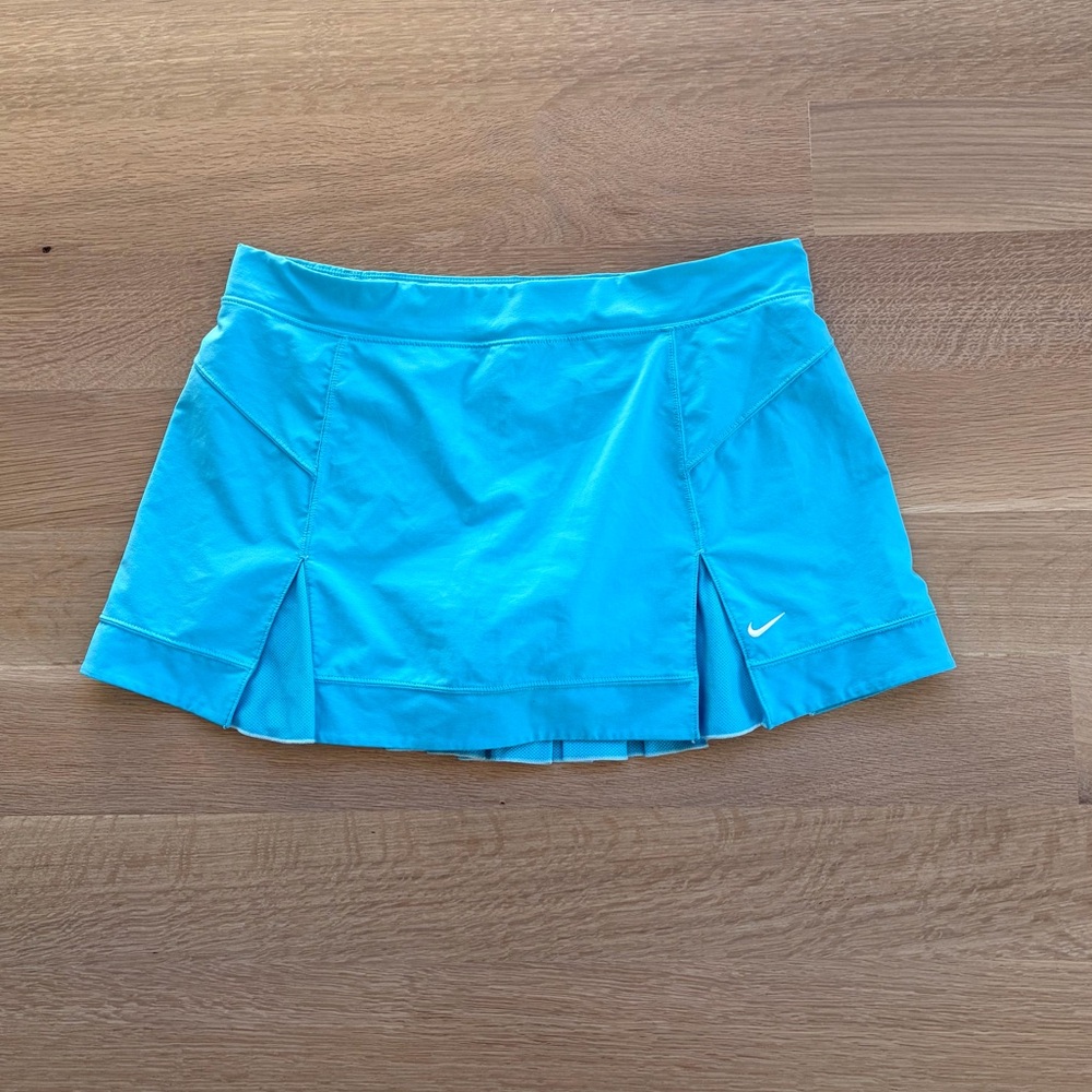 Vintage Y2K Nike blue tennis skirt pleated mesh trim & embroidered swoosh logo 🎾